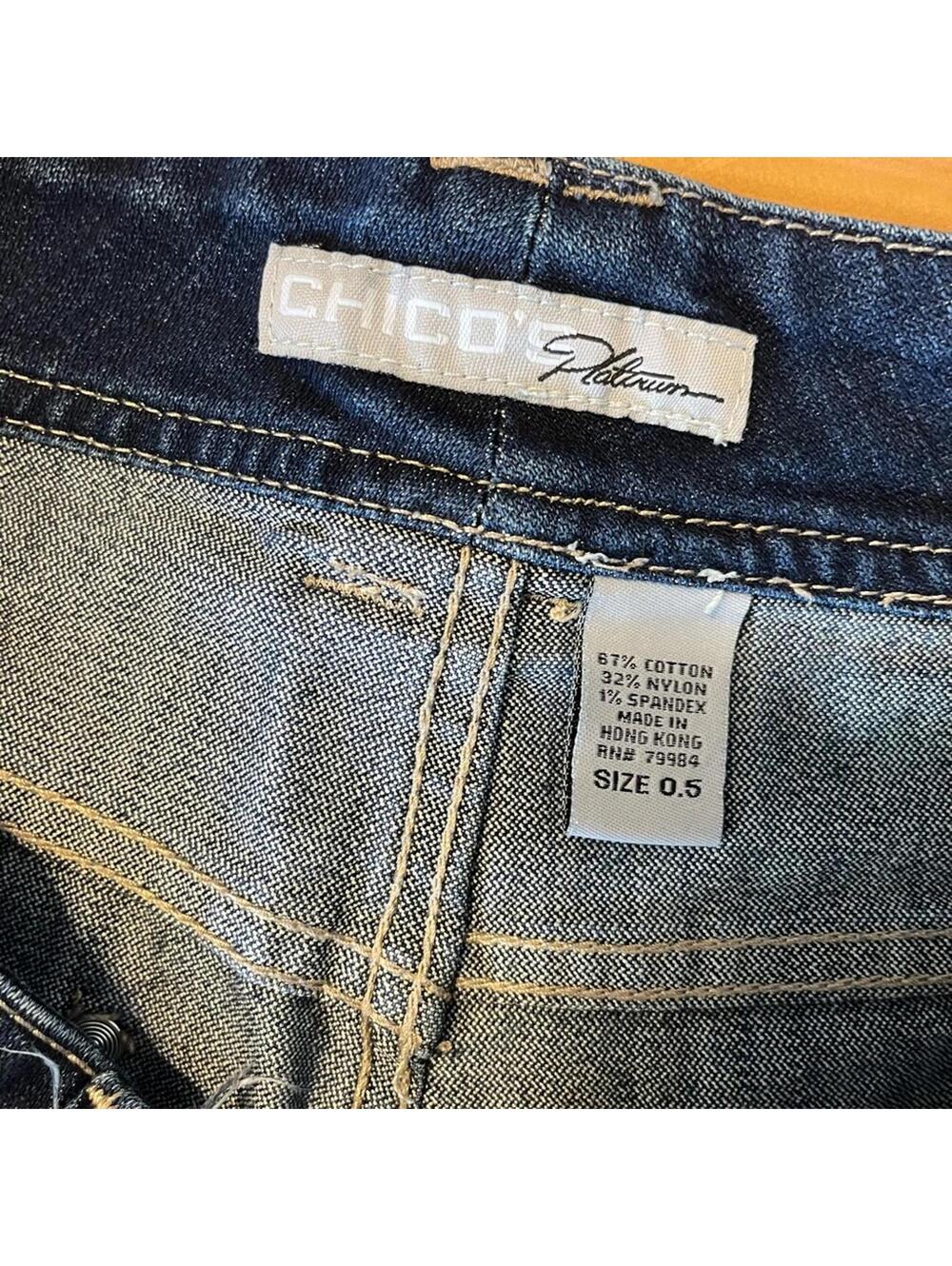 Chico’s Platinum Blue Denim Jeans Women’s Mid Calf Classic Casual Vintage